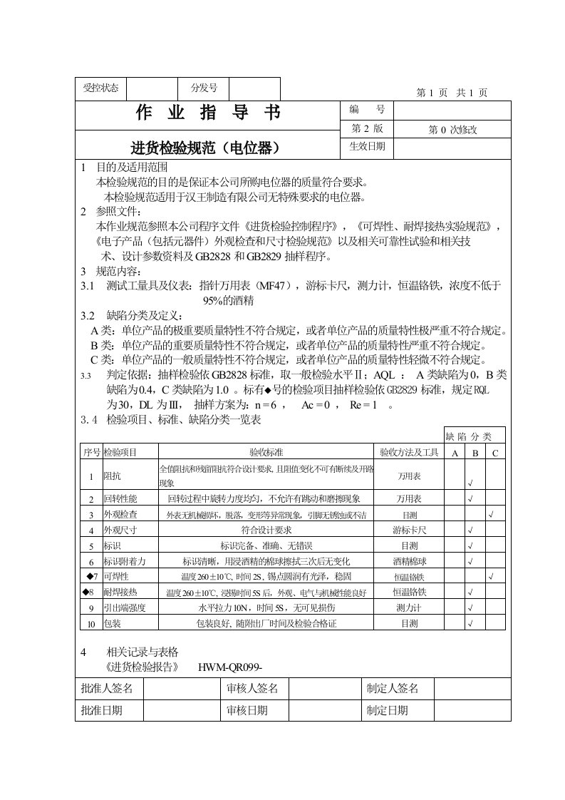 电子行业IQC进货检验规范之二9