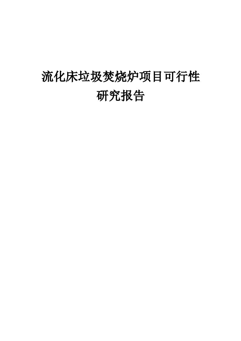 流化床垃圾焚烧炉项目可行性研究报告