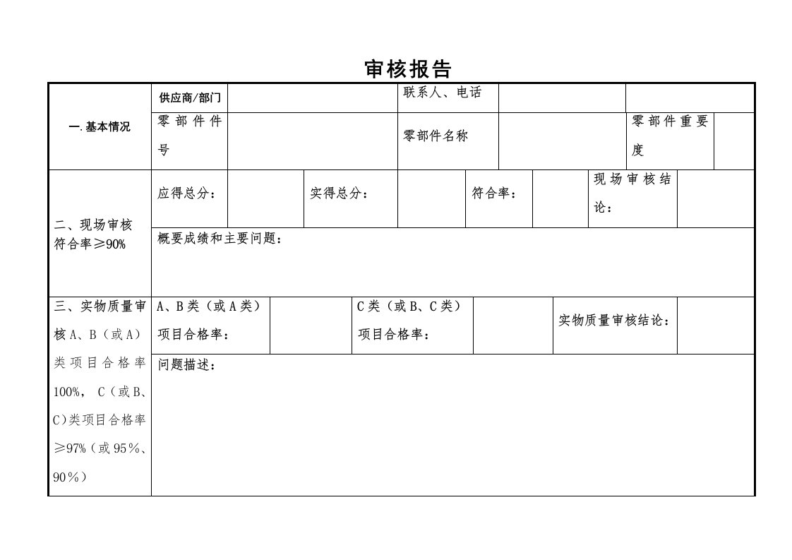 供应商现场审核细则及报告