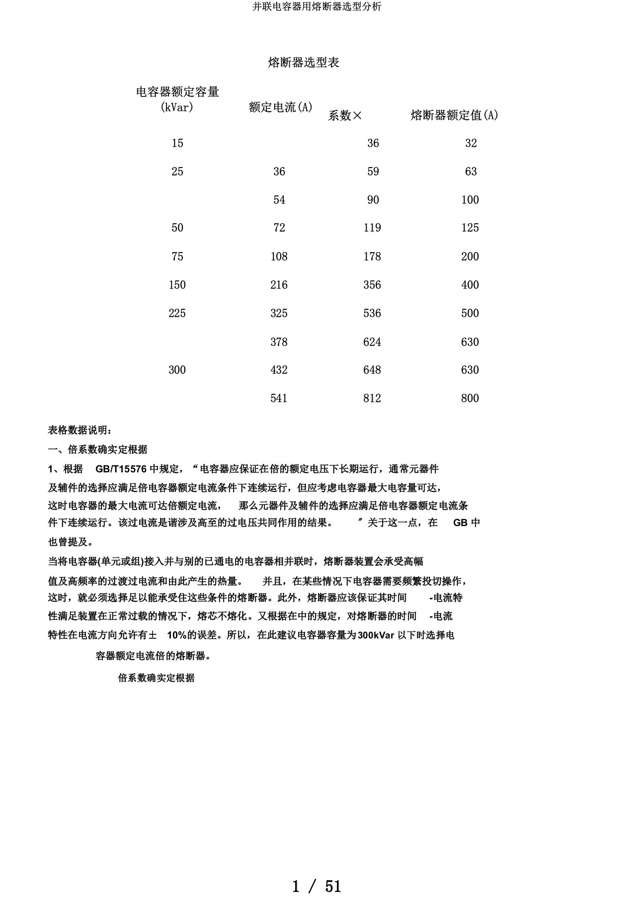 并联电容器用熔断器选型分析