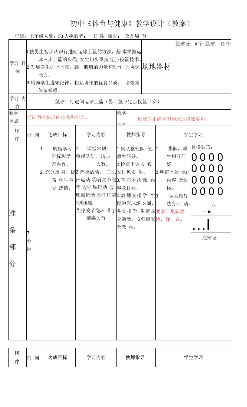 初中体育与健康人教7～9年级第7章