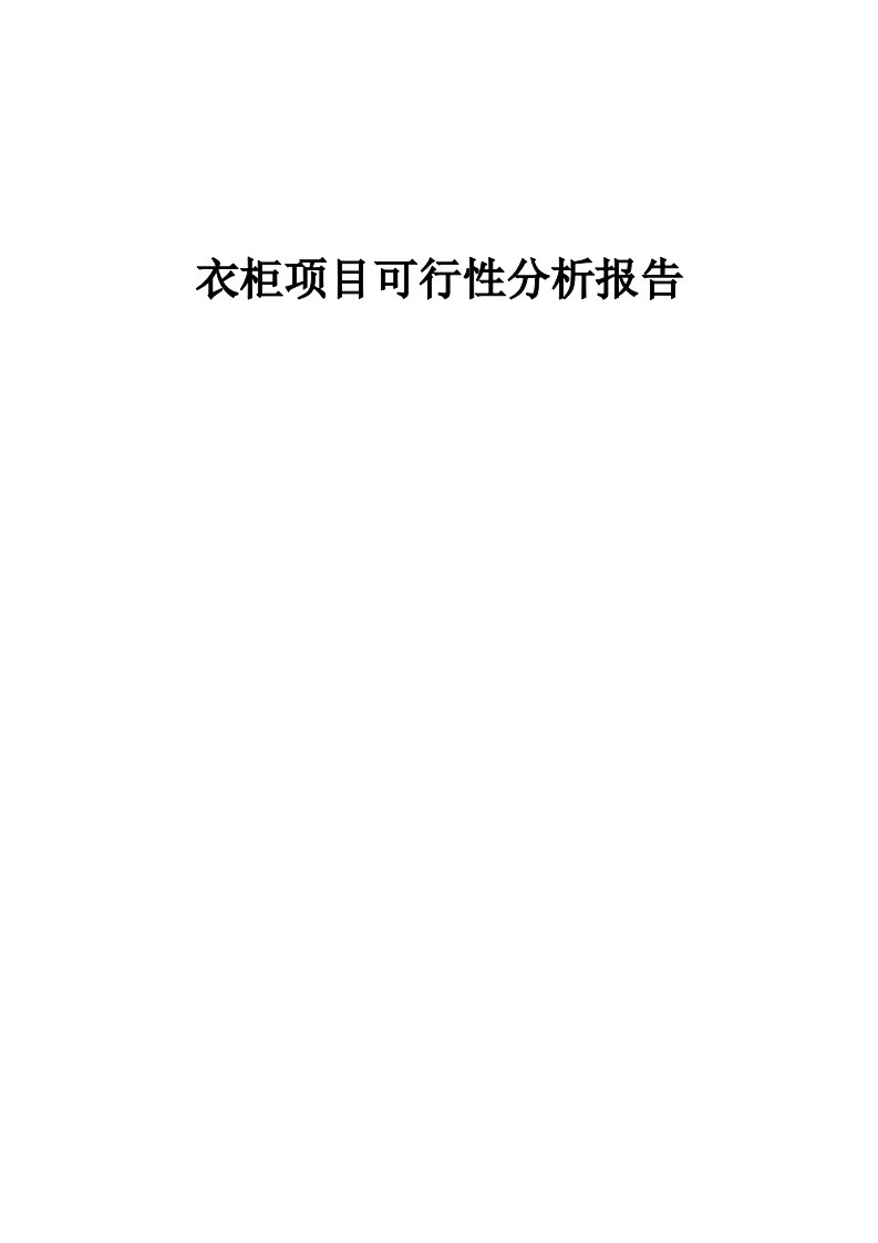 衣柜项目可行性分析报告