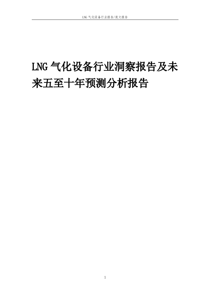 2023年LNG气化设备行业洞察报告及未来五至十年预测分析报告