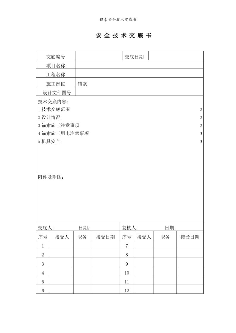 锚索安全技术交底书