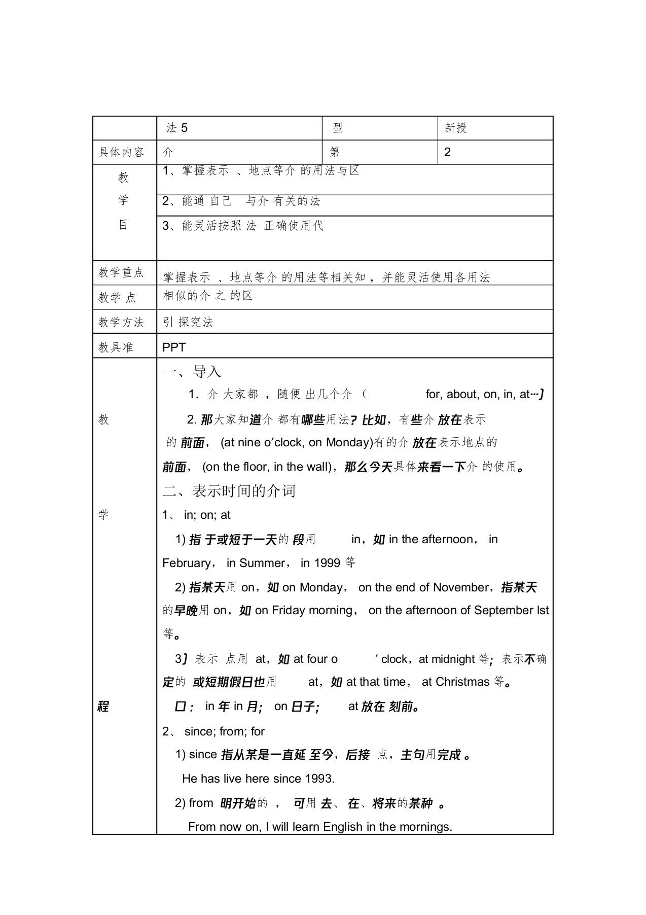 (完整版)英语语法介词教案