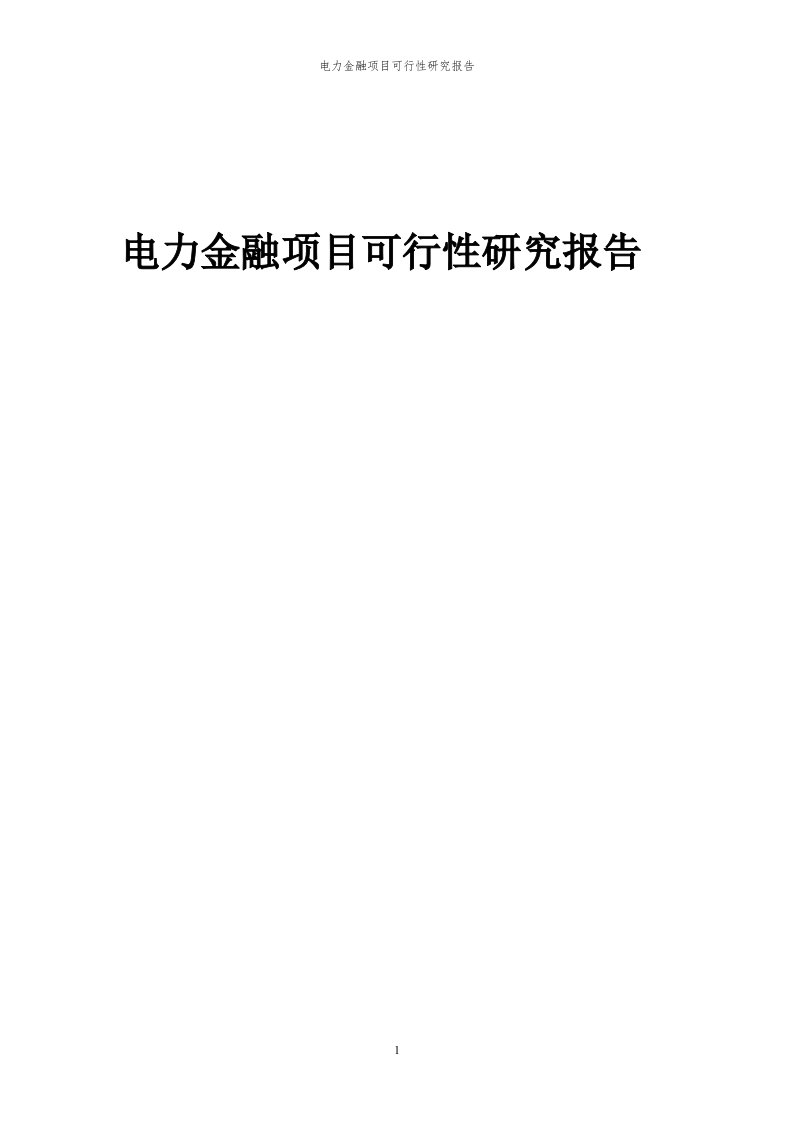 2024年电力金融项目可行性研究报告书