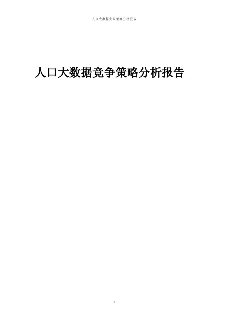 人口大数据竞争策略分析报告