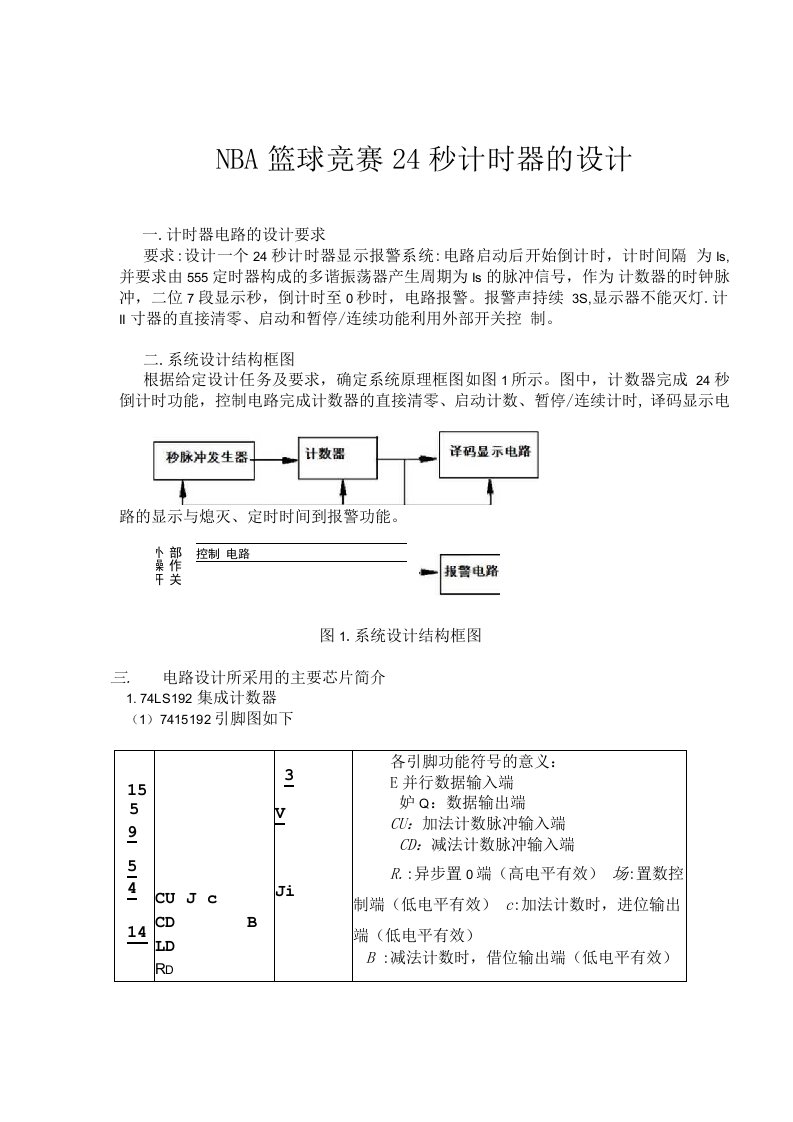 NBA篮球竞赛24秒计时器设计