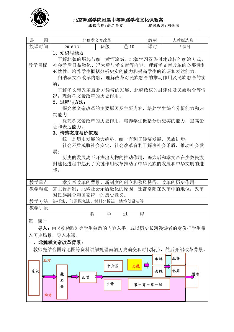 北魏孝文帝改革教案(三)