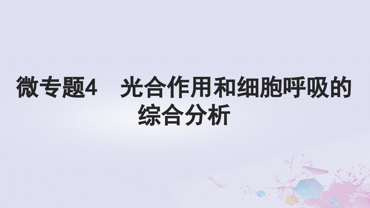 2025届高考生物一轮总复习必修1第三单元细胞的能量供应和利用微专题4光合作用和细胞呼吸的综合分析课件