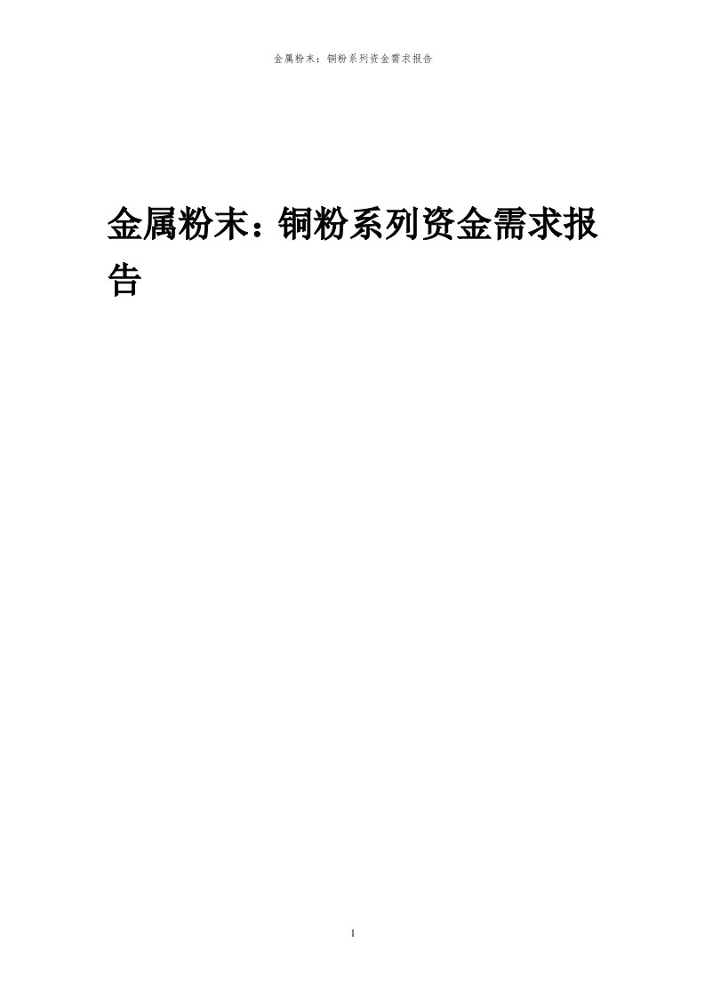 2024年金属粉末：铜粉系列项目资金需求报告代可行性研究报告