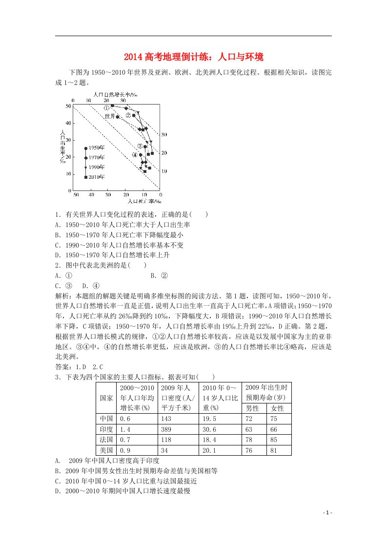 高考地理倒计练