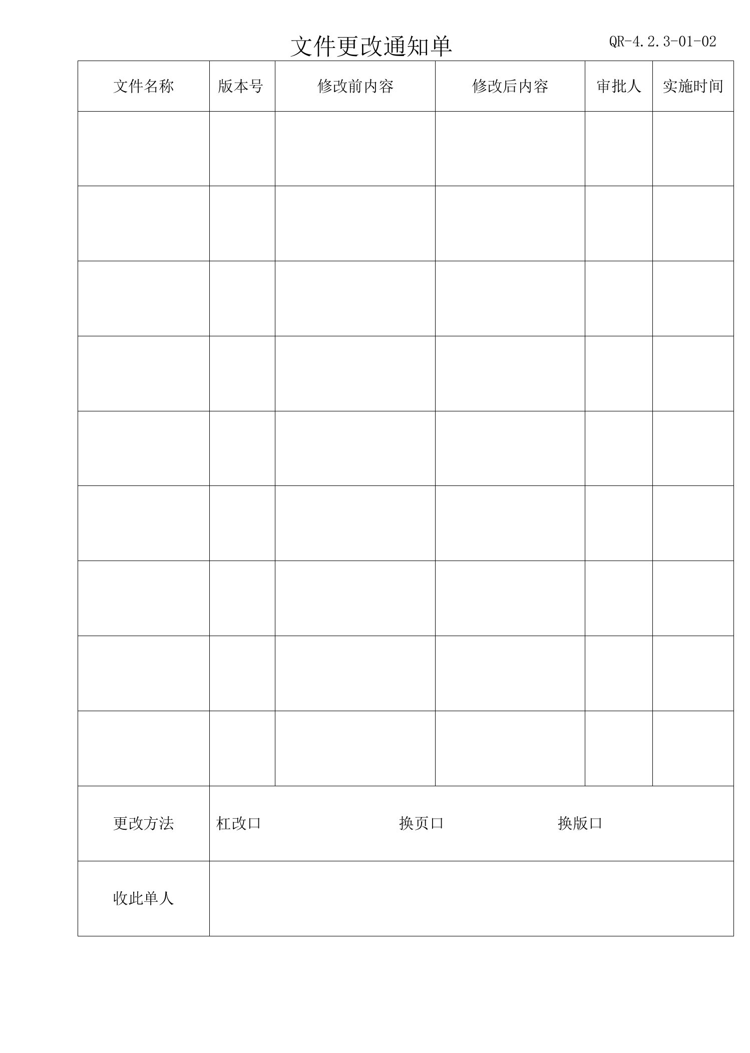 大恒物业文件更改通知单