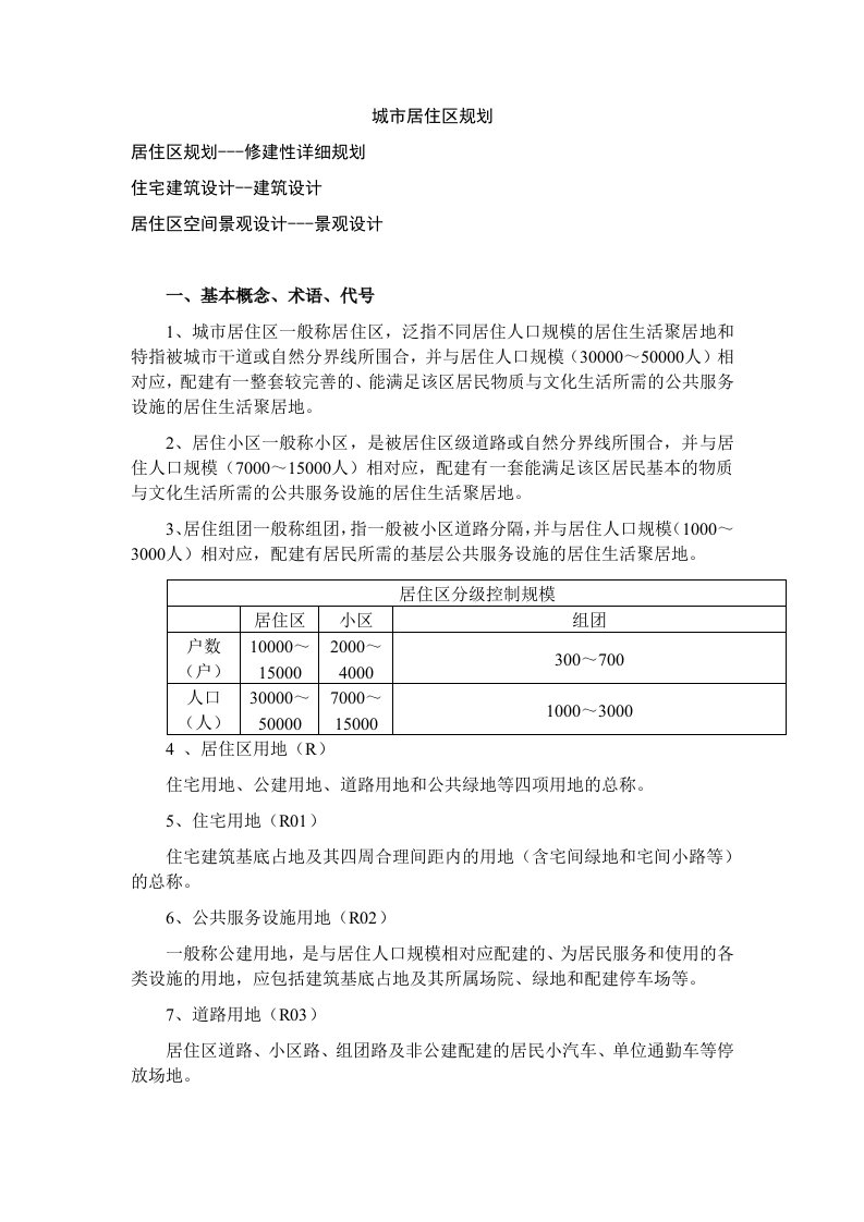 城市居住区规划要点