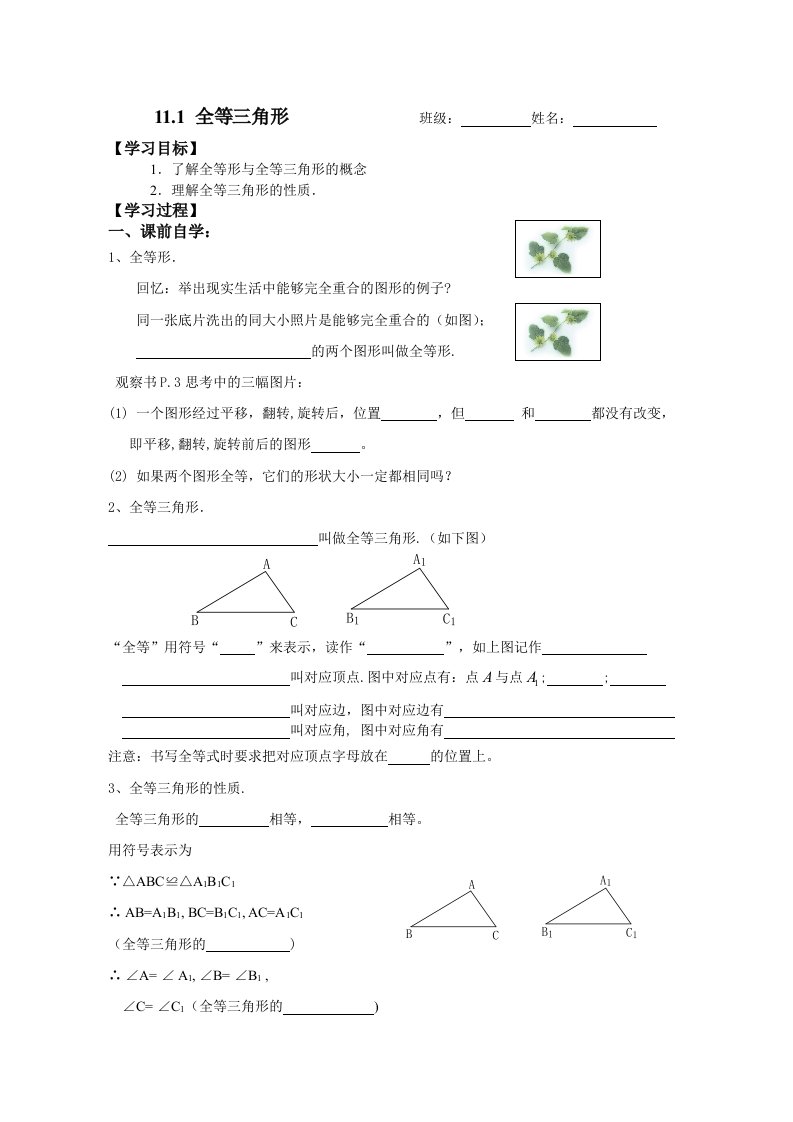 全等三角形导学案