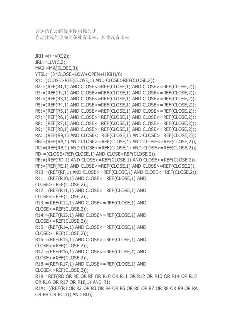 通达信指标公式源码自动画线主图指标公式