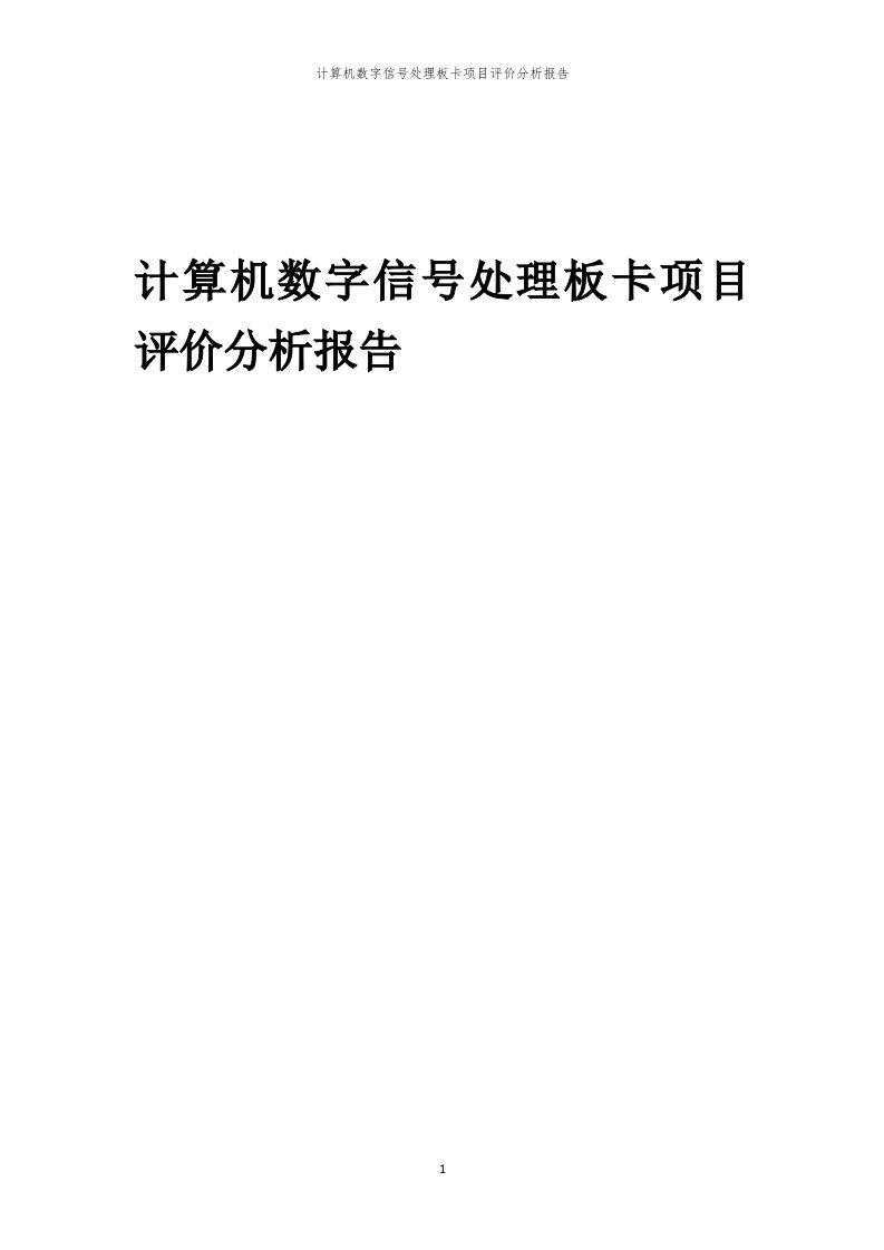 计算机数字信号处理板卡项目评价分析报告