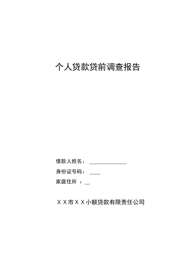 小额贷款公司个人贷款贷前调查报告