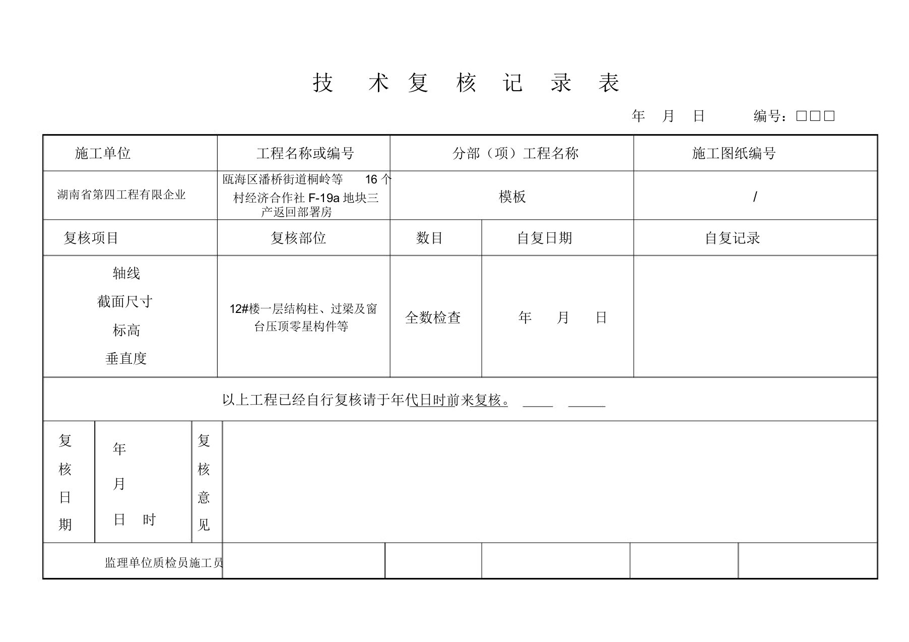 技术复核记录表