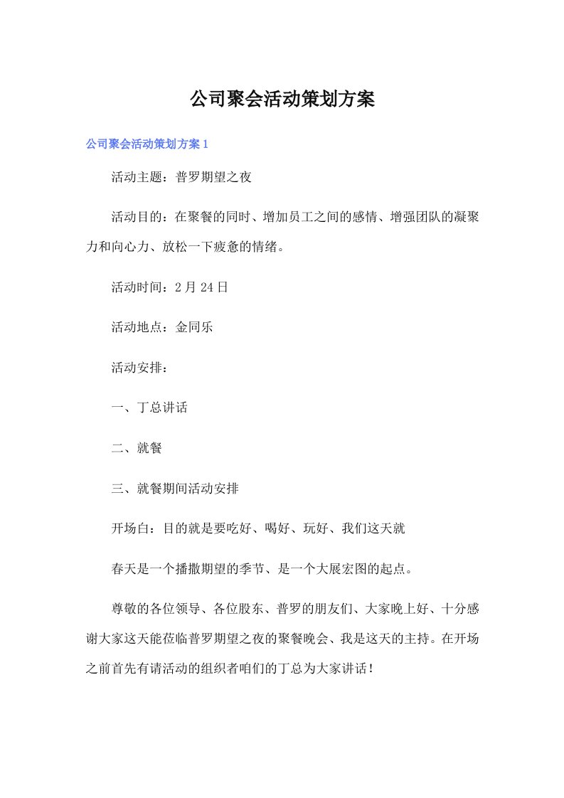 公司聚会活动策划方案