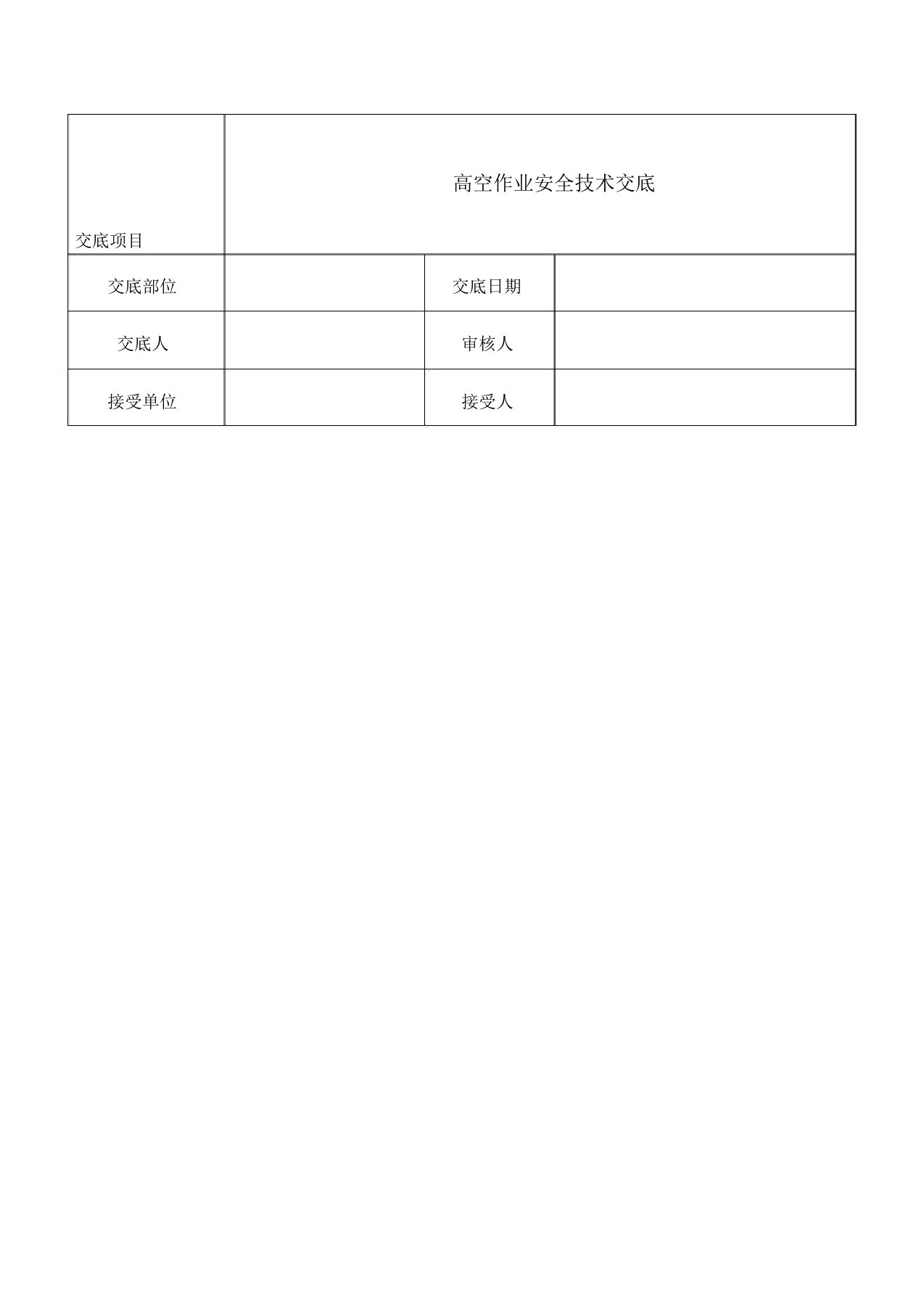 17高空作业安全技术交底隧道工程三级交底