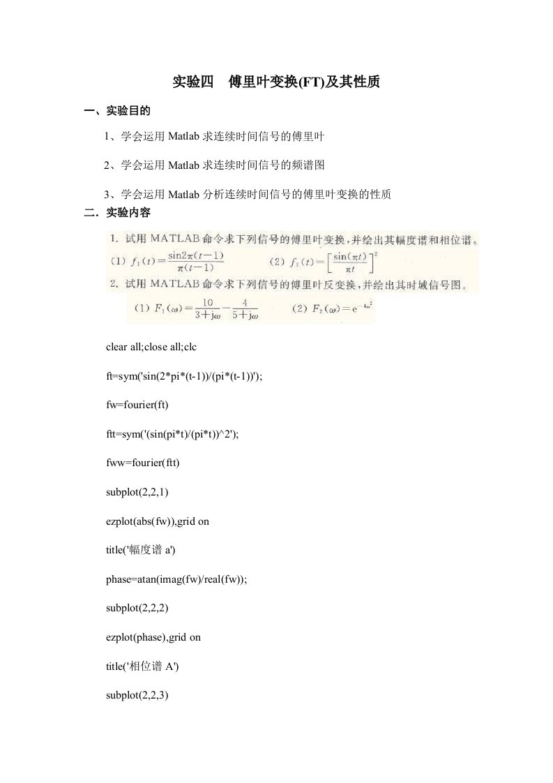 傅里叶变换(FT)与其性质