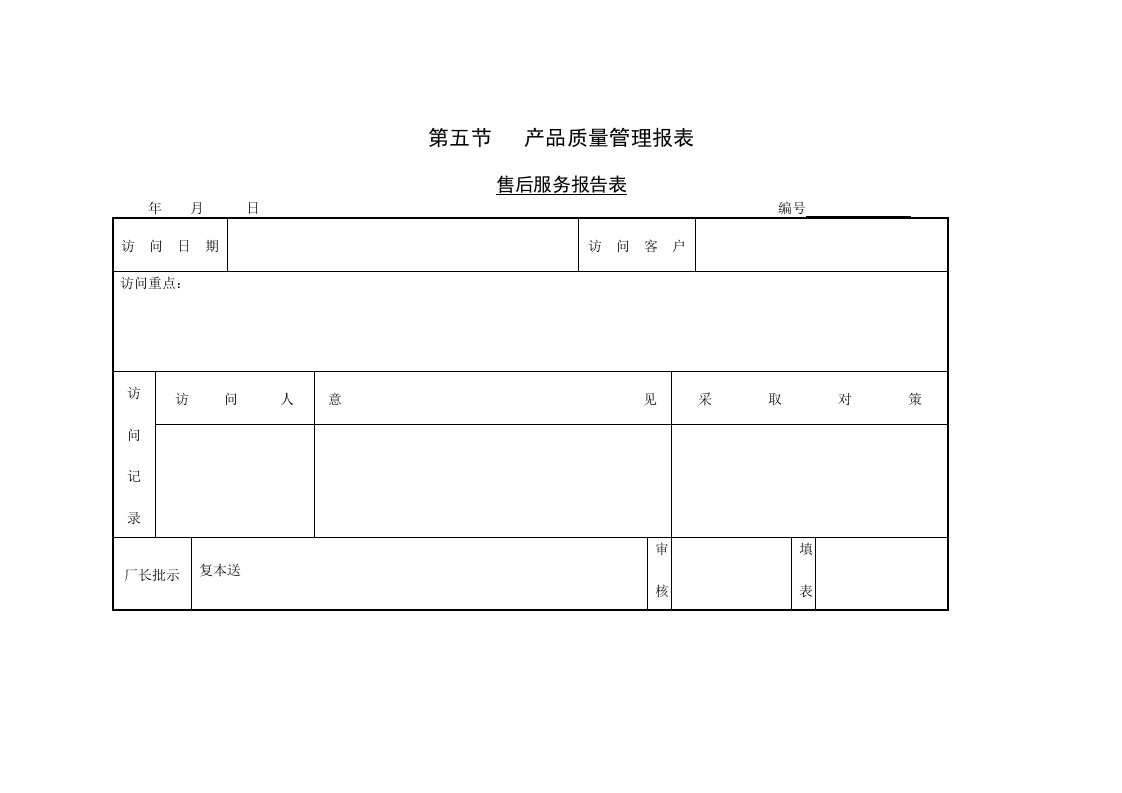 售后服务报告表