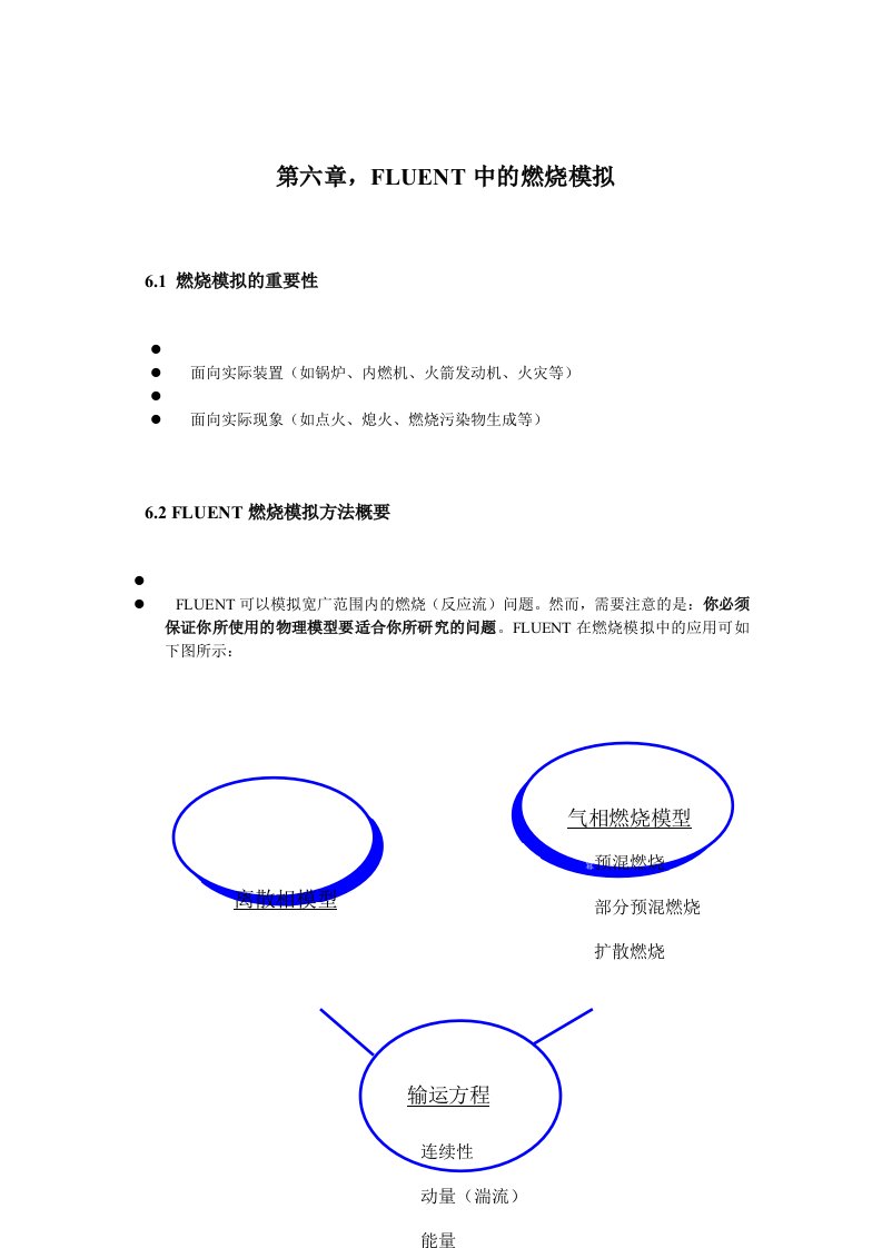 第六章,FLUENT中的燃烧模拟参考资料