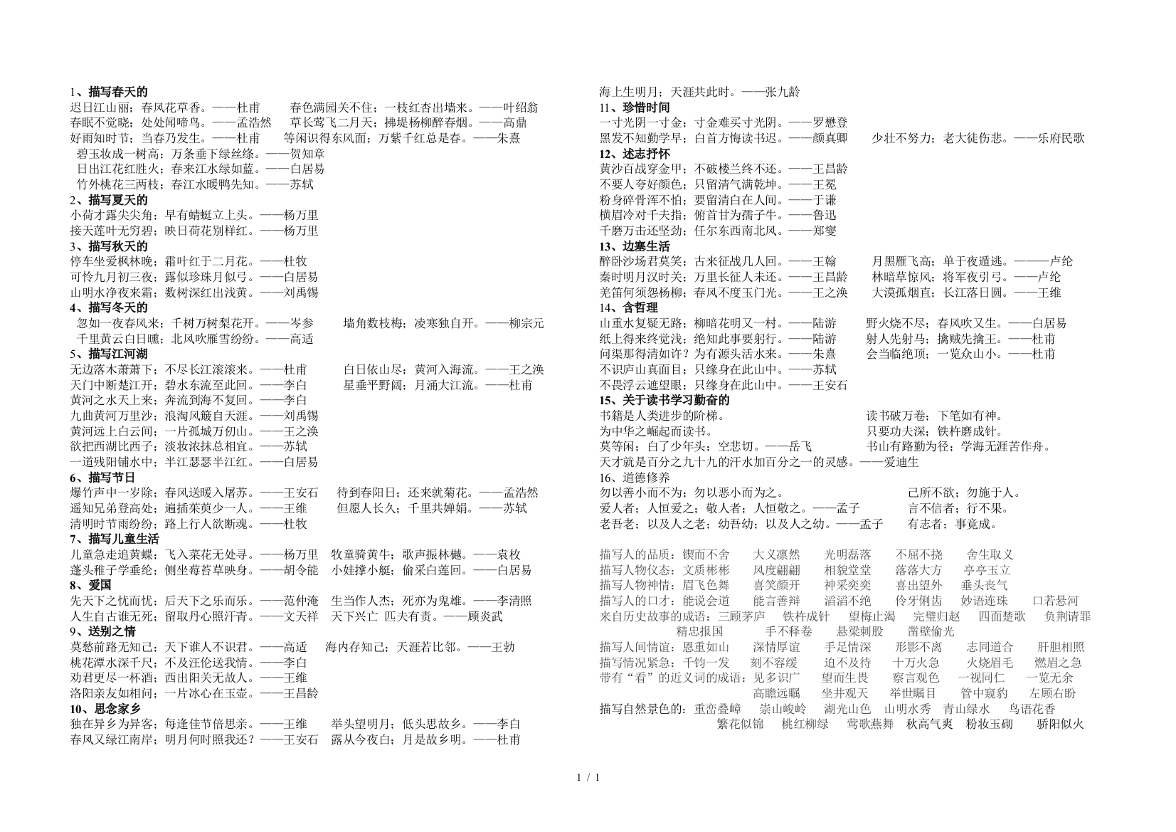 最新六年级总复习名言成语