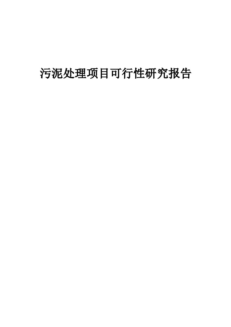 污泥处理项目可行性研究报告