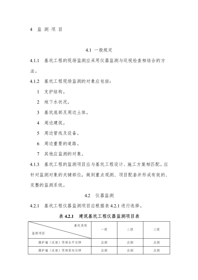 建筑基坑工程监测技术规范