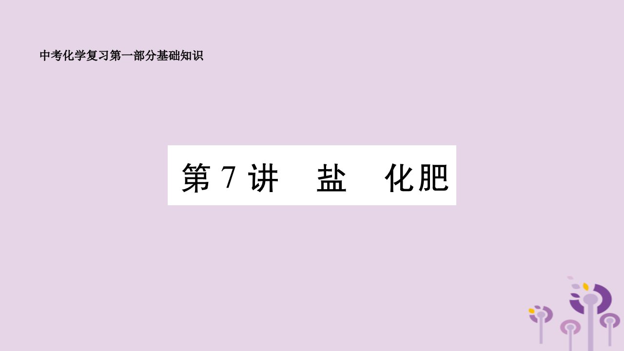 中考化学复习第一部分基础知识第一单元常见的物质第7讲盐化肥精讲ppt课件