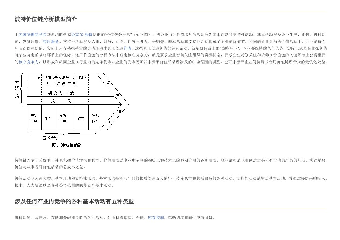 波特价值链分析