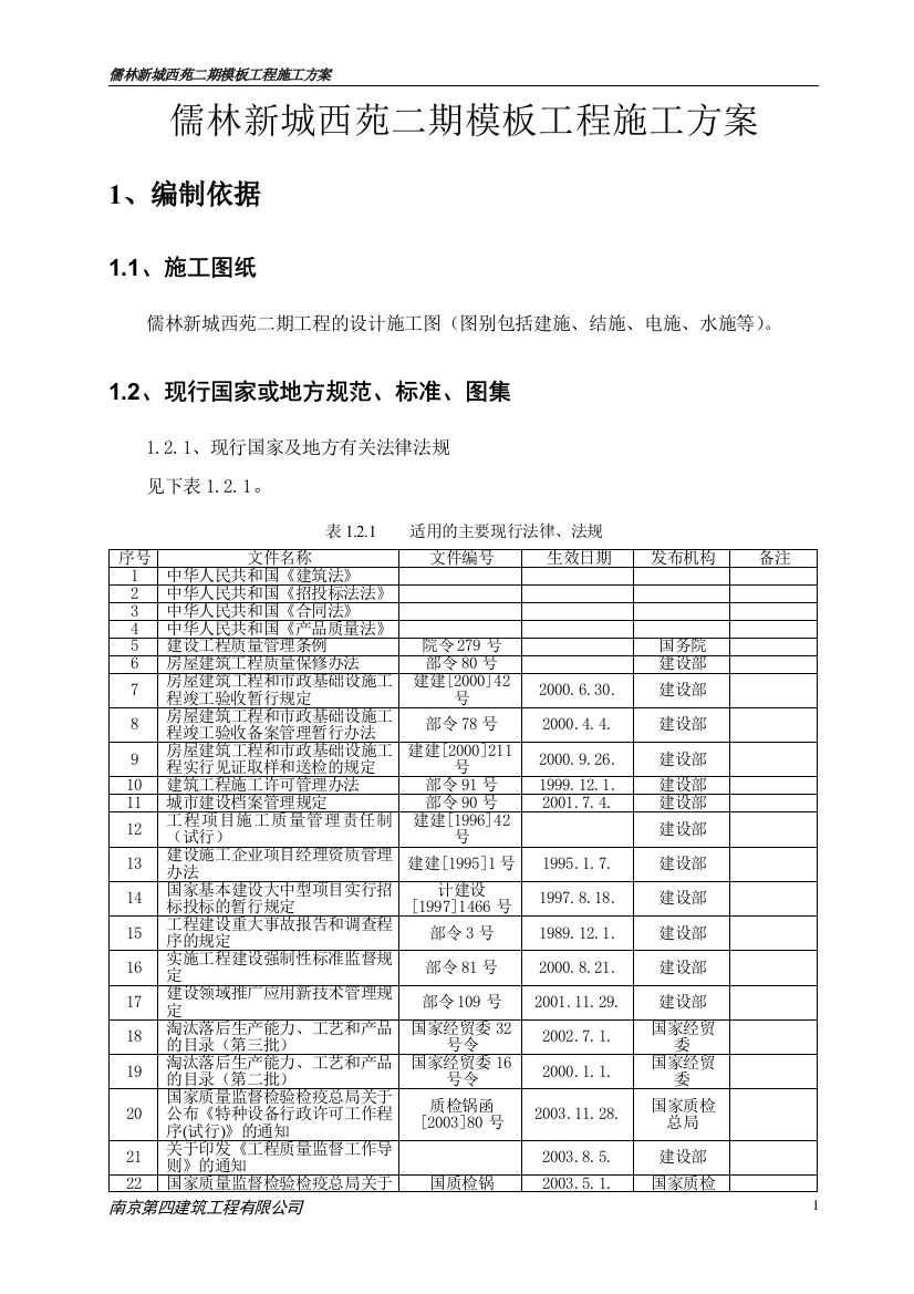 儒林新城西苑二期模板工程施工方案