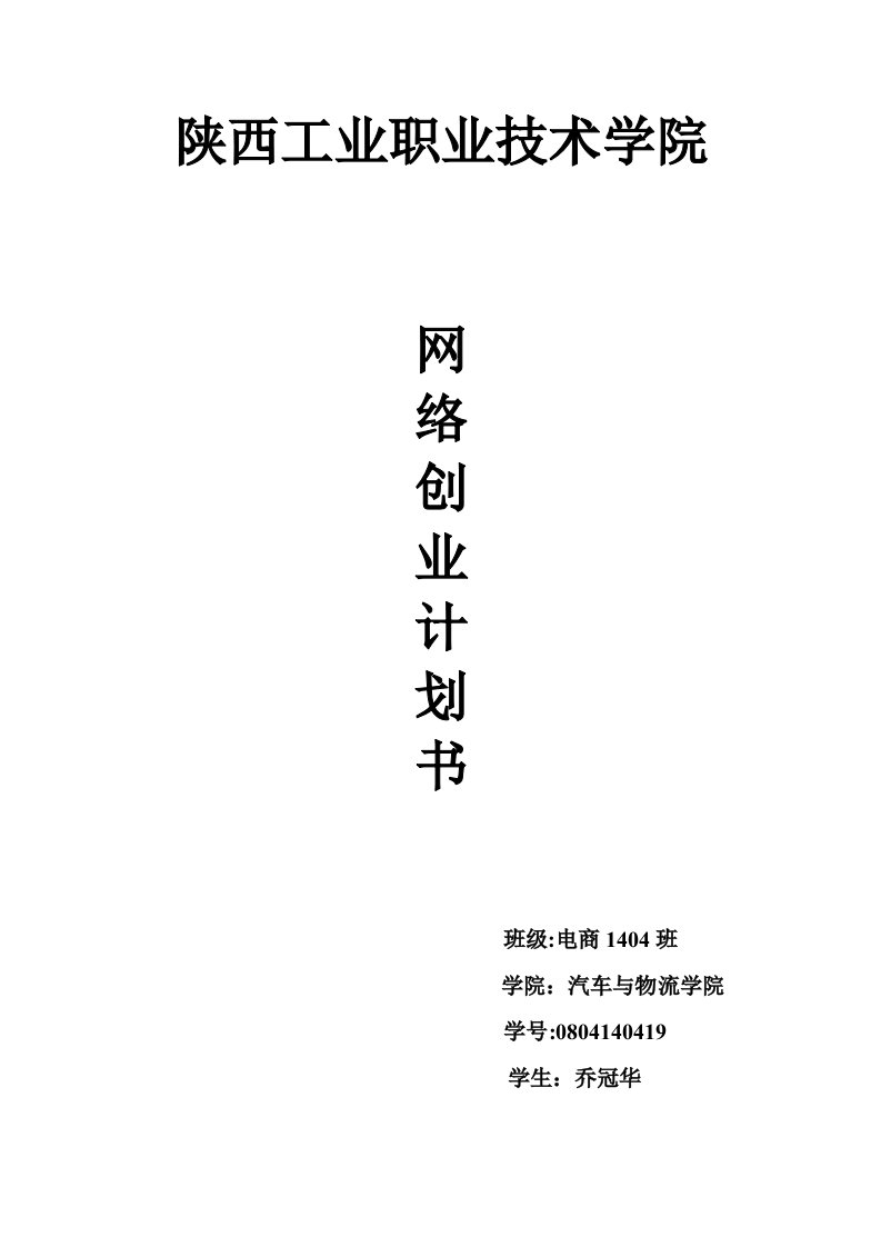 网络创业计划书