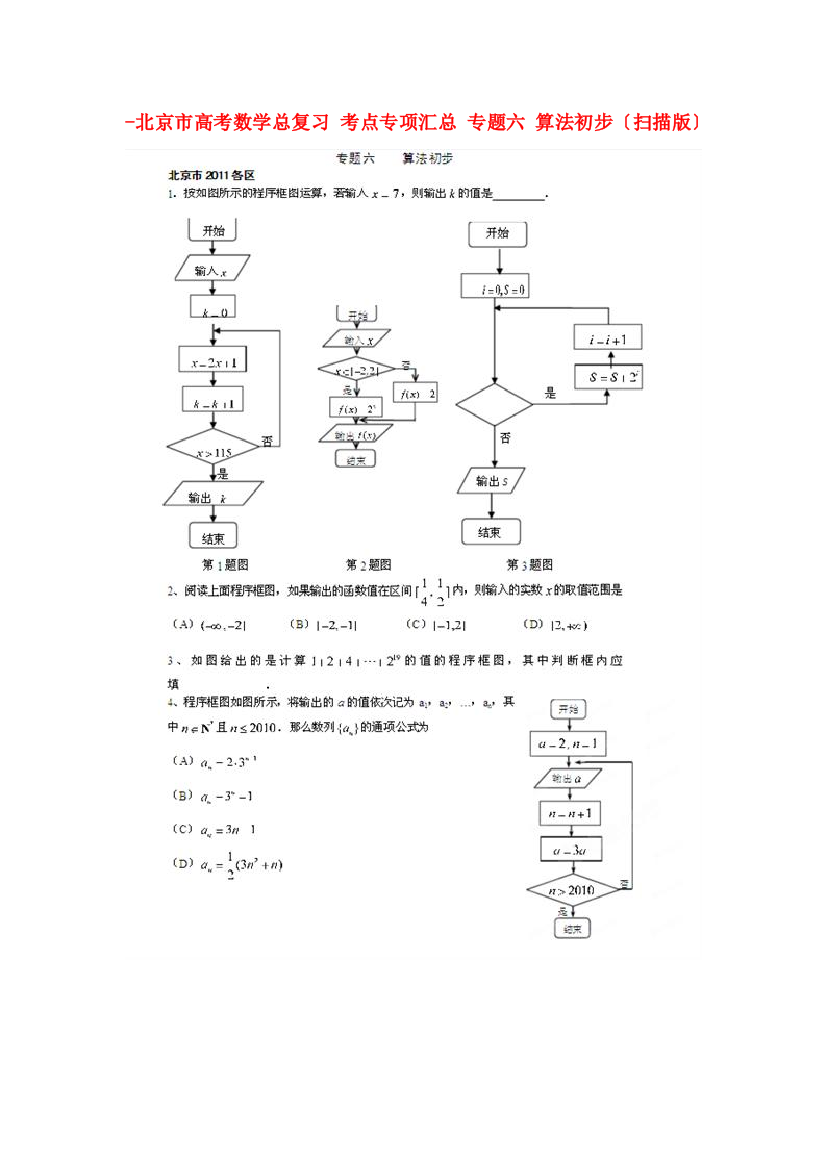 （整理版）高考数学总复习考点专项汇总专题六算法初