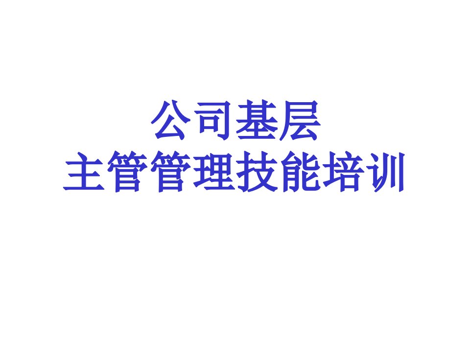 公司基层主管管理技能培训