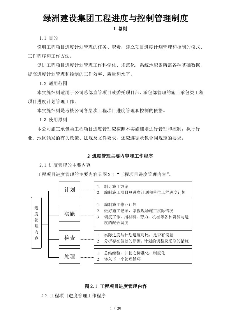 绿洲建设集团工程进度与控制管理制度