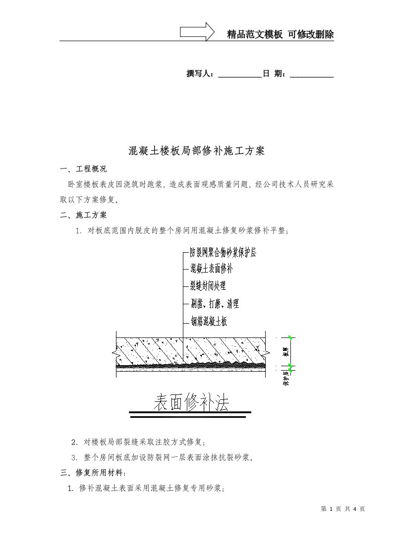 混凝土楼板修复方案