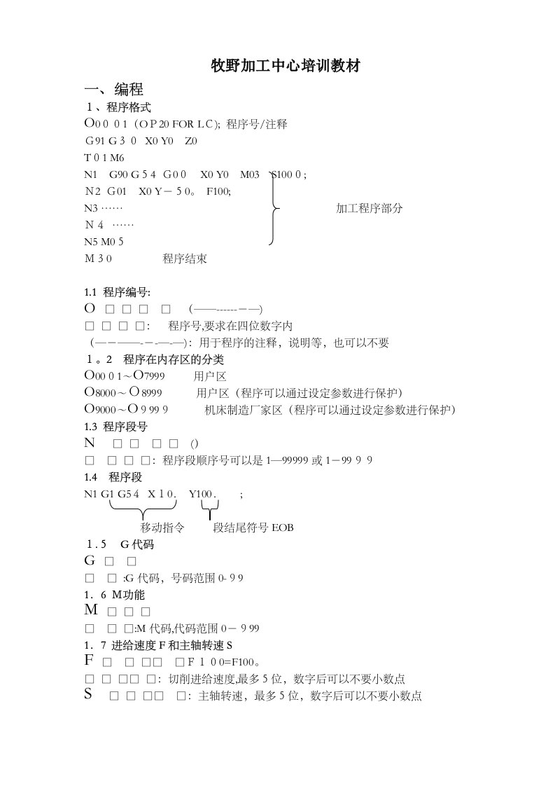 卧式牧野加工中心培训技巧资料