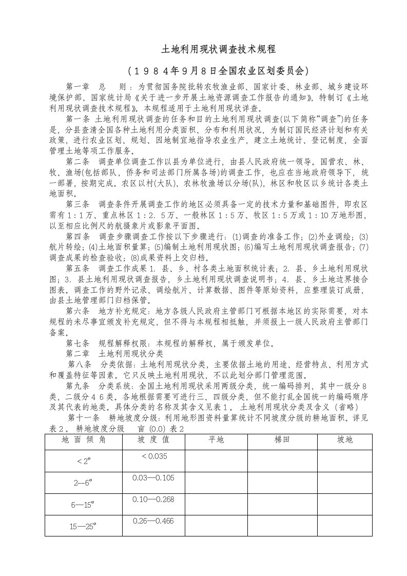 土地利用现状调查技术规程