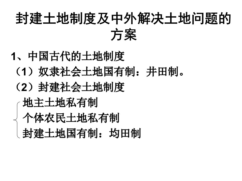 封建土地制度及中外解决土地问题的方案