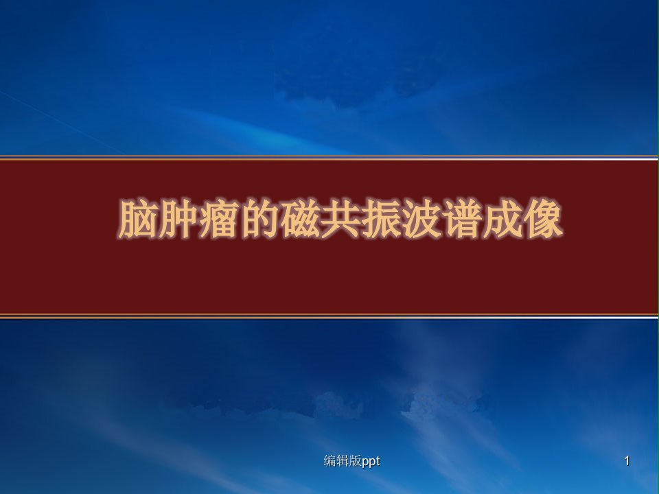 脑肿瘤的磁共振波谱成像PPT课件