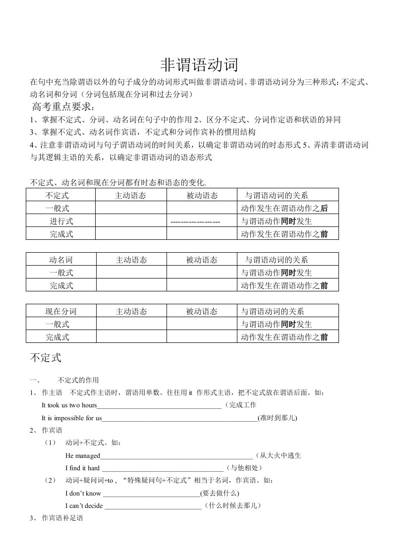 高中非谓语动词讲解(学案)