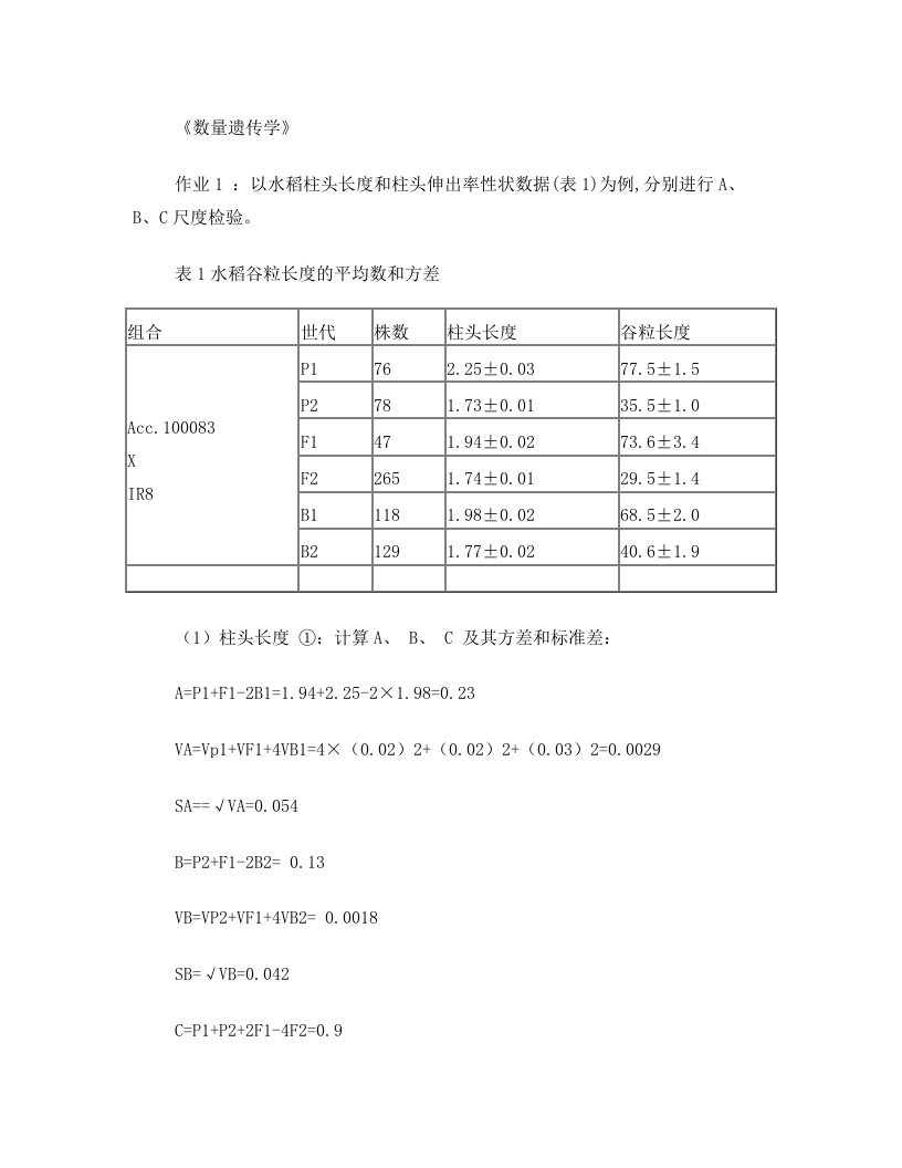 数量遗传学