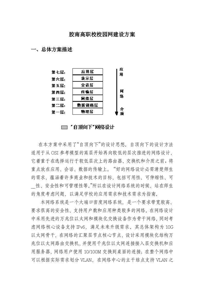 胶南高职校校园网建设方案