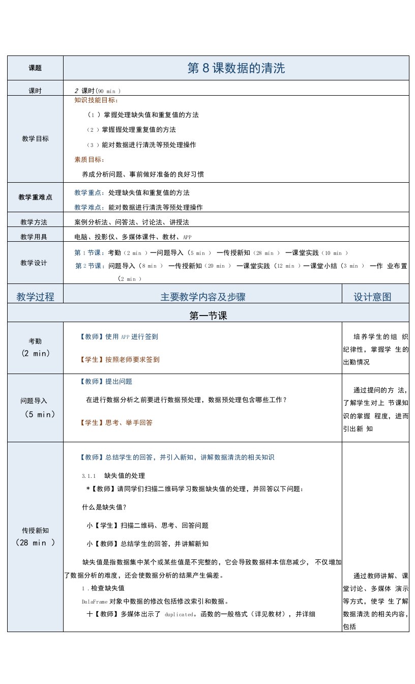 《Python数据分析与应用案例教程》教案