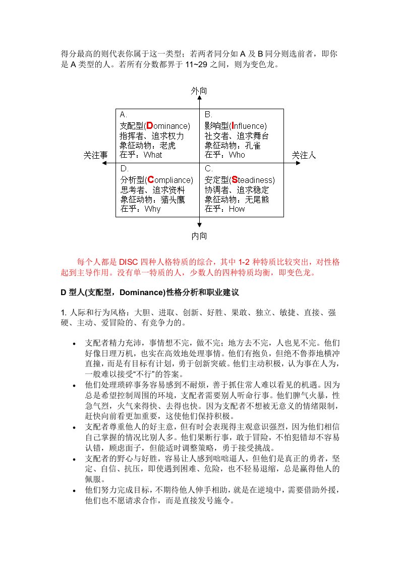 disc性格测试解析讲课用