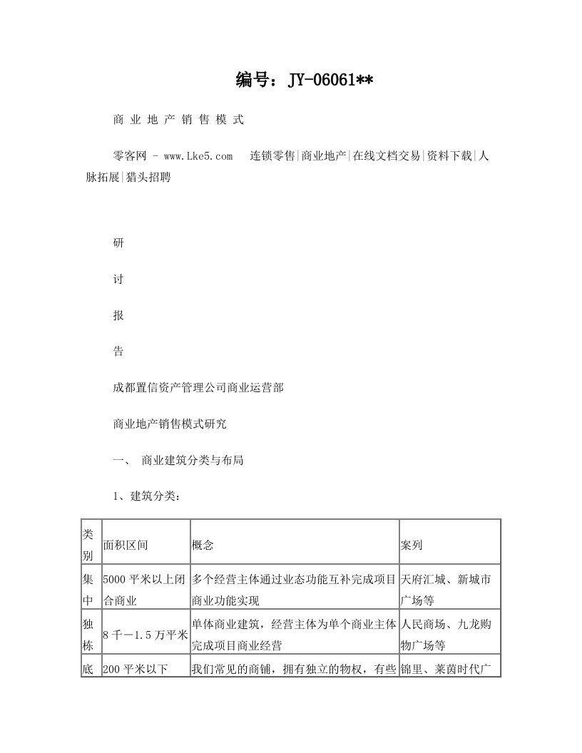 pcuAAA成都置信集团商业地产销售模式研究报告