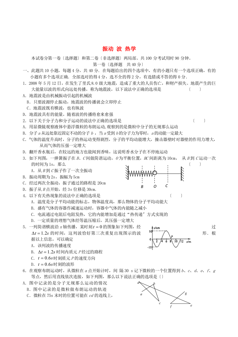 （高中物理）振动波热学